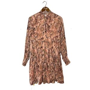 Anthropologie Cady Tiered Long Sleeve Mock Neck Dress